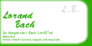 lorand bach business card